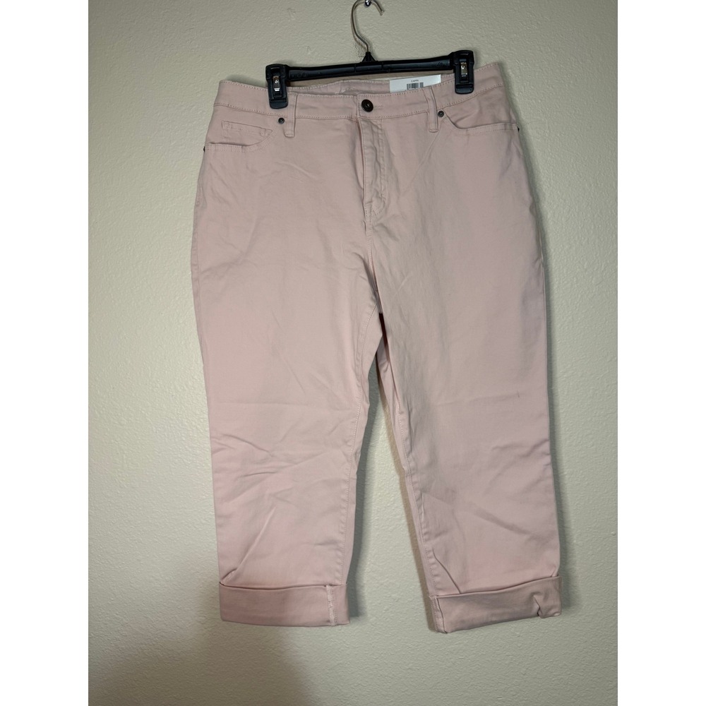 Style & Co Womens Curvy Capri Pants Lotus Pink Mid Rise Slimming Pocket 14 NEW